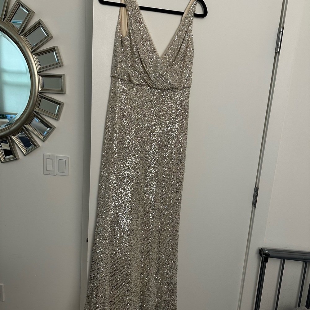 Jenny yoo sequin gown size 8 silver worn once